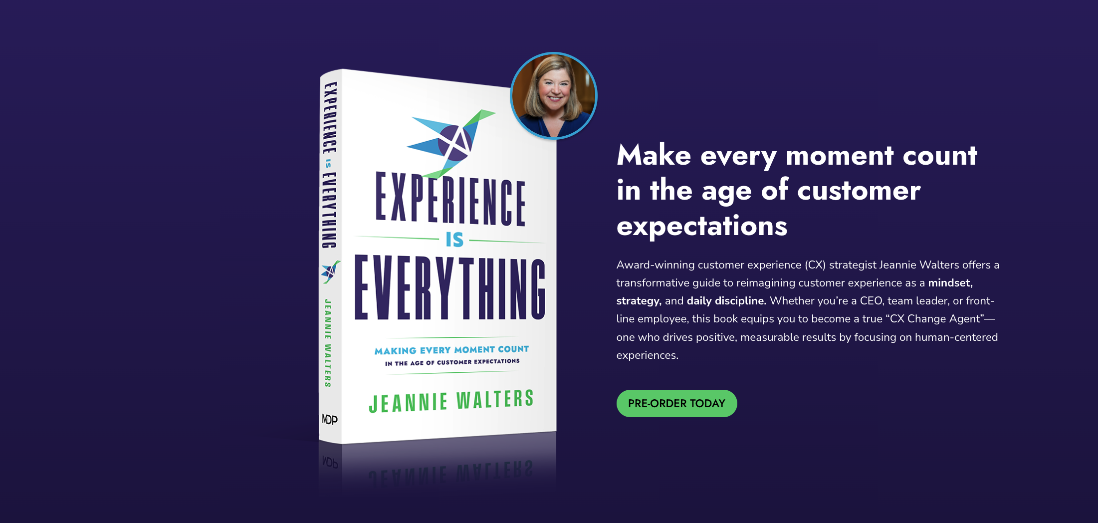 <p><span class="a-text-bold">In </span><span class="a-text-bold a-text-italic">Experience Is Everything</span><span class="a-text-bold">, award-winning CX strategist Jeannie Walters shows leaders at every level how to transform everyday interactions into human-centered experiences that inspire loyalty and create lasting impact. </span></p>
